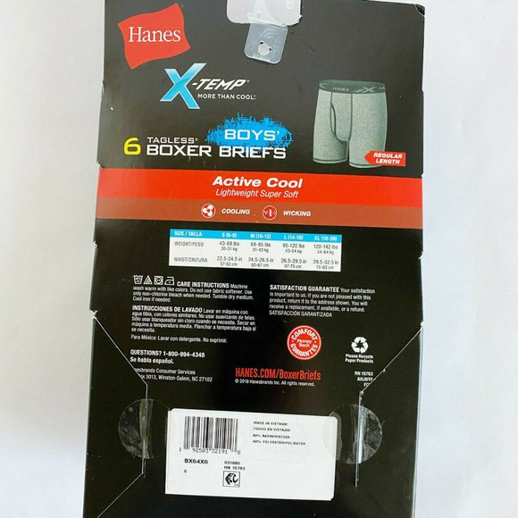 Hanes Boys Print Xtemp Tagless Boxer Briefs Size S - Picture 4 of 6